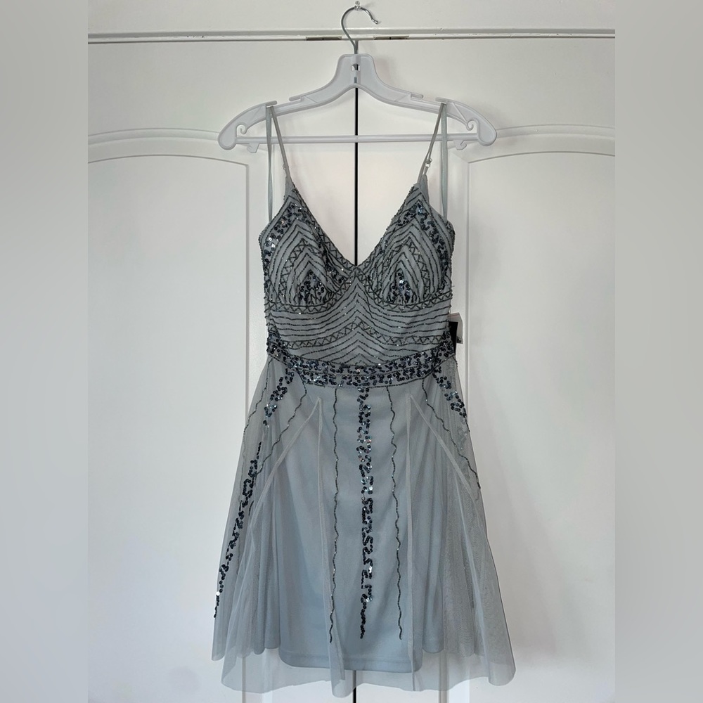 Jump apparel grey blue mini formal dress